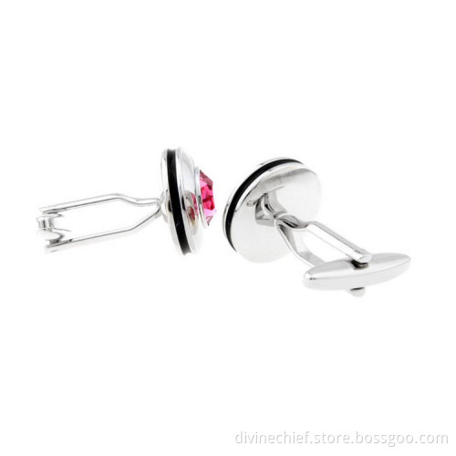 Beautiful Pink Crystal Cufflinks, Wholesale Custom Cufflinks For Man's Shirt